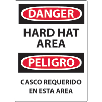 National Marker ESD46RB Danger Hard Hat Area Sign, Plastic