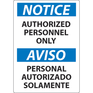 National Marker ESN34RB Notice, Authorized Personnel Only Sign