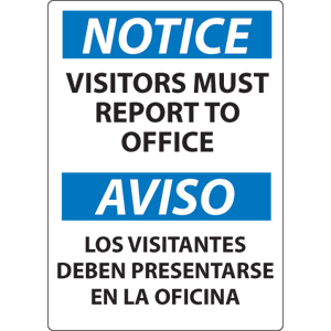 National Marker ESN369RB Notice, Visitors Report to Office Sign