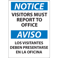 National Marker ESN369RB Notice, Visitors Report to Office Sign