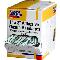 First Aid Only G106 Adhesive Plastic Bandages,1x3", 100/Bx.