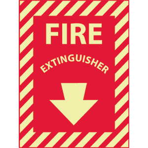 National Marker GL10P Fire Extinguisher Sign,12x9&#34;, Glow Vinyl
