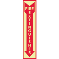National Marker GL23P Fire Extinguisher Sign,18x4", Glow Vinyl