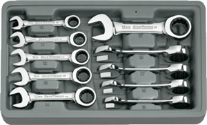 Gearwrench 9520 10 Pc. Stubby Combination Ratcheting Wrench Set-METRIC