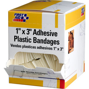 First Aid Only H107 Adhesive Plastic Bandages,1x3&#34;, 100/Bx.