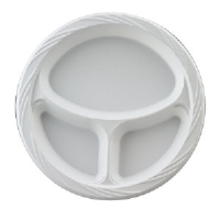 Huhtamaki 82230 Chinet® Lightweight Plastic 3 Part Plates, 10.25"