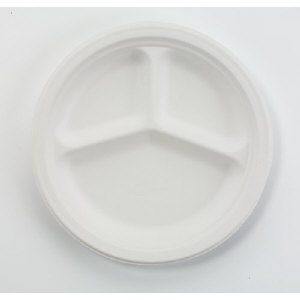 Huhtamaki VISTA Chinet&#174; Classic White&#8482; 3 Compartment Plates, 9 Inch