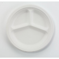 Huhtamaki VISTA Chinet® Classic White™ 3 Compartment Plates, 9 Inch