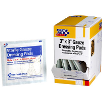First Aid Only I211 Gauze Dressing Pads,3 x 3",12 Ply, 20/Box 