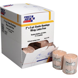 First Aid Only J615 Elastic Bandage Wrap w/2 Fasteners, 2&#34; x 5 yds, 18/Box