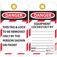 National Marker JMTAG1 Danger Equipment Locked Out By: Tags, 10/Pk.