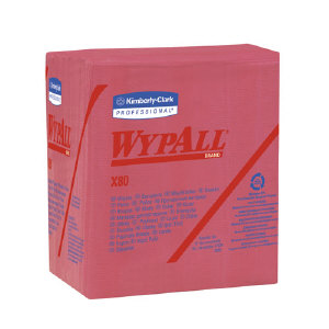 Kimberly Clark 41029 Wypall&#174; X80 Shop Wipers, Red, 4/50
