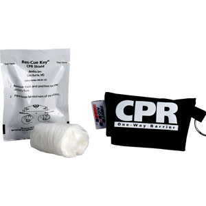 First Aid Only M5097 Ambu Res-cue Key CPR Shield, &#34;CPR&#34; Black Pouch