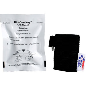 First Aid Only M572 Ambu Res-cue Key CPR Shield, 1-Way Valve, Blk. Pouch