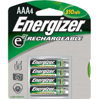 Energizer NH12BP-4 Rechargeable AAA Batteries, 4/Pkg