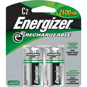 Energizer NH35BP-2 Rechargeable C Batteries, 2/Pkg