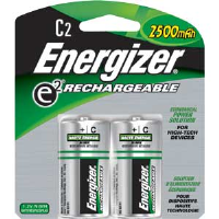 Energizer NH35BP-2 Rechargeable C Batteries, 2/Pkg