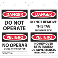National Marker RPT90 Danger Do Not Operate (Bilingual) Tags