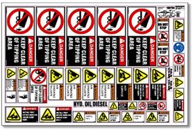 TIPDSS Equipment Safety Decals, Double Tipper Safety Sheet