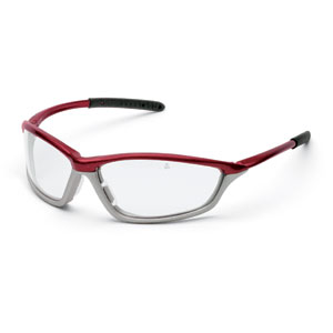 MCR Safety SH140AF Shock&reg; Safety Glasses,Crimson/Stone,Clear, Anti-Fog