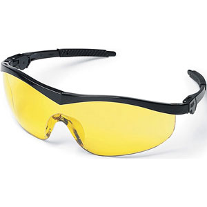 MCR Safety ST114 Storm&reg; Safety Glasses,Black,Amber