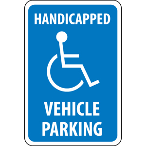 National Marker TM10H Handicapped Vehicle Parking Sign,18x12&#34;, .063 Alum.