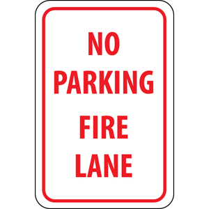 National Marker TM3H &#34;No Parking Fire Lane&#34; Sign, 18X12, .063 Alum.