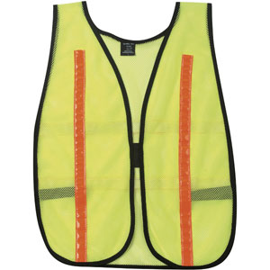 MCR Safety V200FS Lime Safety Vest w/ Red/Orange Stripes