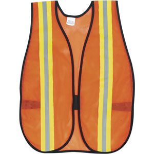MCR Safety V201R Orange Safety Vest with Lime/Silver Stripes