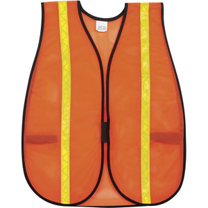 MCR Safety V211R1 Orange Safety Vest w/ Yellow Vinyl Stripes