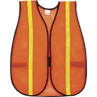 MCR Safety V211R1 Orange Safety Vest w/ Yellow Vinyl Stripes