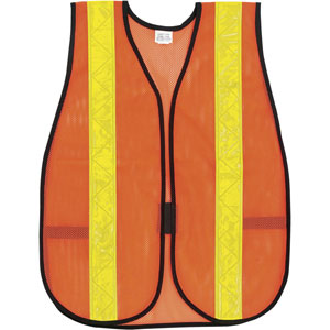 MCR Safety V231R Orange Safety Vest w/ Lime Stripes