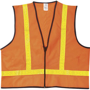 MCR Safety VA221R Class 2 Orange Safety Vest w/Lime Stripes, XL