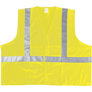 MCR Safety VA320R Lime Polyester Safety Vest w/ Silver Stripes, L