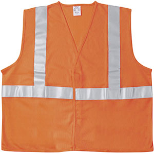 MCR Safety VA321R Orange Polyester Safety Vest w/ Silver Stripes, 2XL