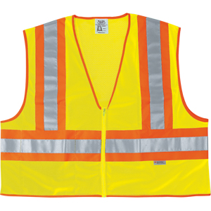 MCR Safety WCCL2LA Lime Safety Vest w/ Orange &amp; Silver Stripes,M/XL (Velcro)  