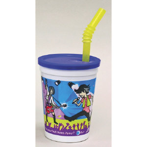 WNA Inc. TRI12ROCK Rock Star Plastic Kids' Cups with Lid/Straw