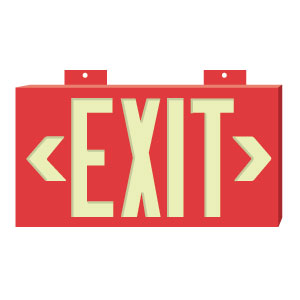 Brady 90885 BradyGlo&#153; Exit/Directional Sign, Red 8&#34; x 15&#34;, B-355