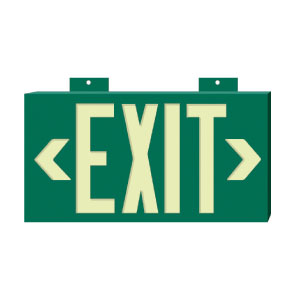 Brady 90887 BradyGlo™ Exit/Directional Sign, Green 8" x 15", B-355 Brady 90887 BradyGlo™ Exit/Directional Sign, Green 8" x 15", B-355