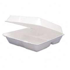 Dart 95HTPF3 Large Foam 3 Compartment Carry Out Container, 200/Cs.