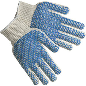 MCR Safety 9660LMB Reg. Wt. Cotton/Poly,2-Side Dotted Knits,L,(Dz.)