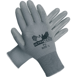 MCR Safety 9696L Ultra Tech&reg; PU 13 Gauge Gray Gloves,L,(Dz.)