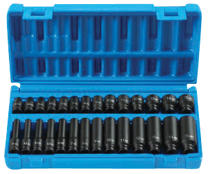 Grey Pneumatic 9728M 28 Pc. 1/4&#39;&#39; Surface Dr. Standard &amp; Deep, Metric Master Set