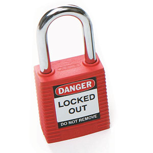 Brady 99552 Safety Padlock, Red, 1 1/2&#34; x 1/4&#34; Shackle