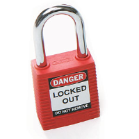 Brady 99552 Safety Padlock, Red, 1 1/2" x 1/4" Shackle