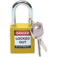 Brady 99570 Safety Padlock, Yellow, 1 1/2" x 1/4" Shackle