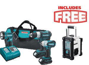 Makita LXT311HXR 4 Pc. 18V LXT Combo Kit w/ Free Radio