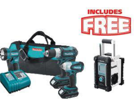 Makita LXT311HXR 4 Pc. 18V LXT Combo Kit w/ Free Radio