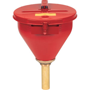 Justrite 08207 Large Self-Closing Drum Funnel, 6&#34; Flame Arrester