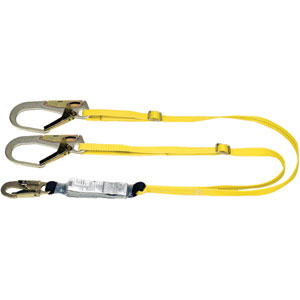 MSA 10072475 Workman&reg; Energy Absorbing Lanyard,(2)GL3100, Twin